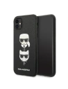 Karl Lagerfeld KLHCN61SAKICKCBK Apple iPhone 11 black hardcase Saffiano Ikonik Karl&Choupette Head