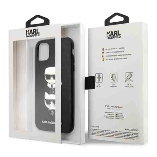 Kup Case Karl Lagerfeld KLHCN61SAKICKCBK Apple iPhone 11 schwarz/black hardcase Saffiano Ikonik Karl&Choupette Head - KLD1093 - {ean13} - Sklep Home Screen
