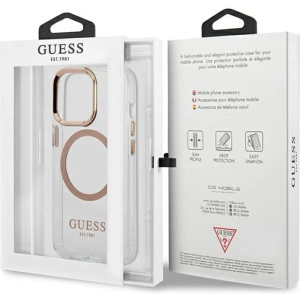 Buy Guess GUHMP13XHTRMD Apple iPhone 13 Pro Max gold hard case Metal Outline Magsafe - GUE2079 - {ean13} - Home Screen Store Europe