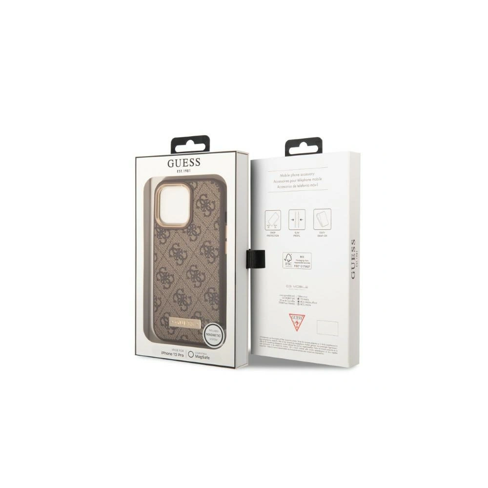 Etui Guess GUHMP13XU4GPRW Apple iPhone 13 Pro Max brązowy/brown hard case 4G Logo Plate MagSafe