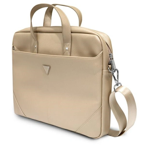 Kup Torba Guess GUCB15PSATLE 16 cali beżowy/beige Saffiano Hot Stamp Triangle Logo - GUE2088 - {ean13} - Sklep Home Screen