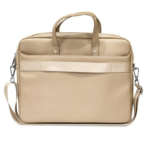 Kup Torba Guess GUCB15PSATLE 16 cali beżowy/beige Saffiano Hot Stamp Triangle Logo - GUE2088 - {ean13} - Sklep Home Screen