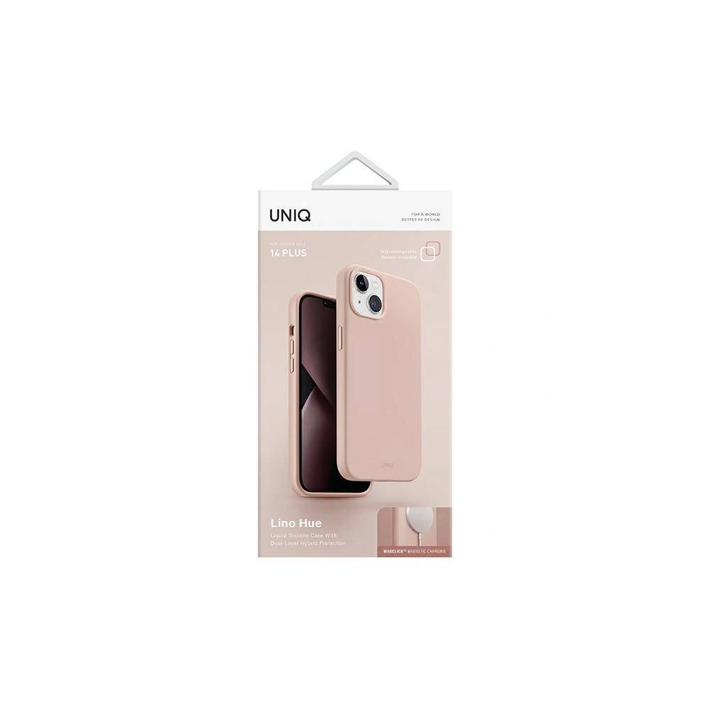 Etui UNIQ Lino Hue Apple iPhone 14 Plus / 15 Plus Magclick Charging różowy/blush pink