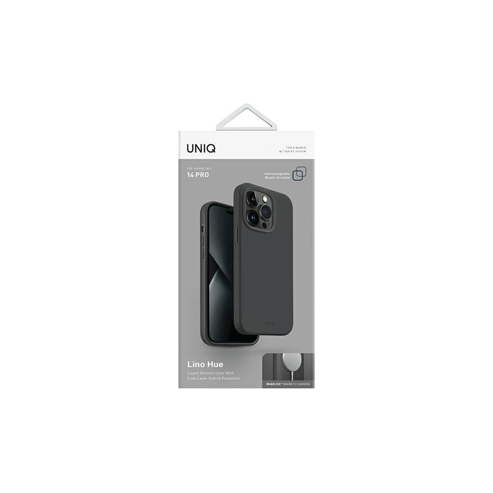 Etui UNIQ Lino Hue Apple iPhone 14 Pro Magclick Charging szary/charcoal grey
