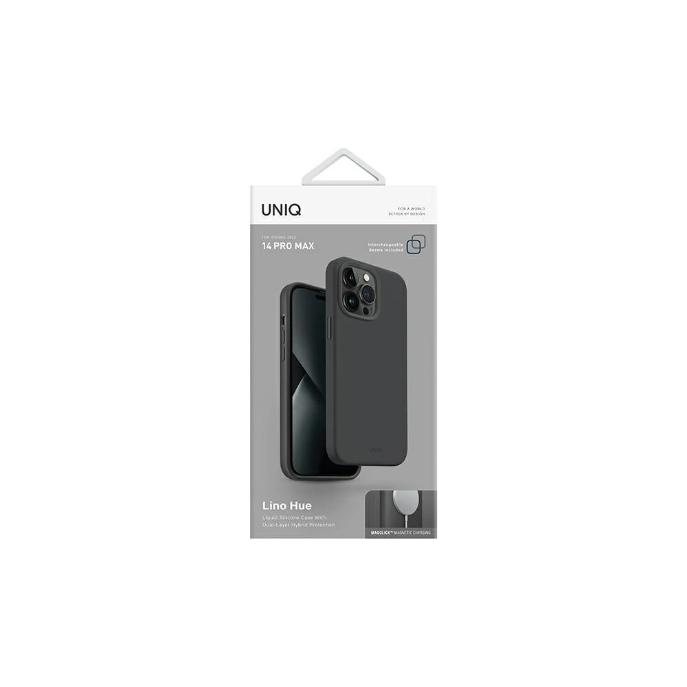 Etui UNIQ Lino Hue Apple iPhone 14 Pro Max Magclick Charging szary/charcoal grey