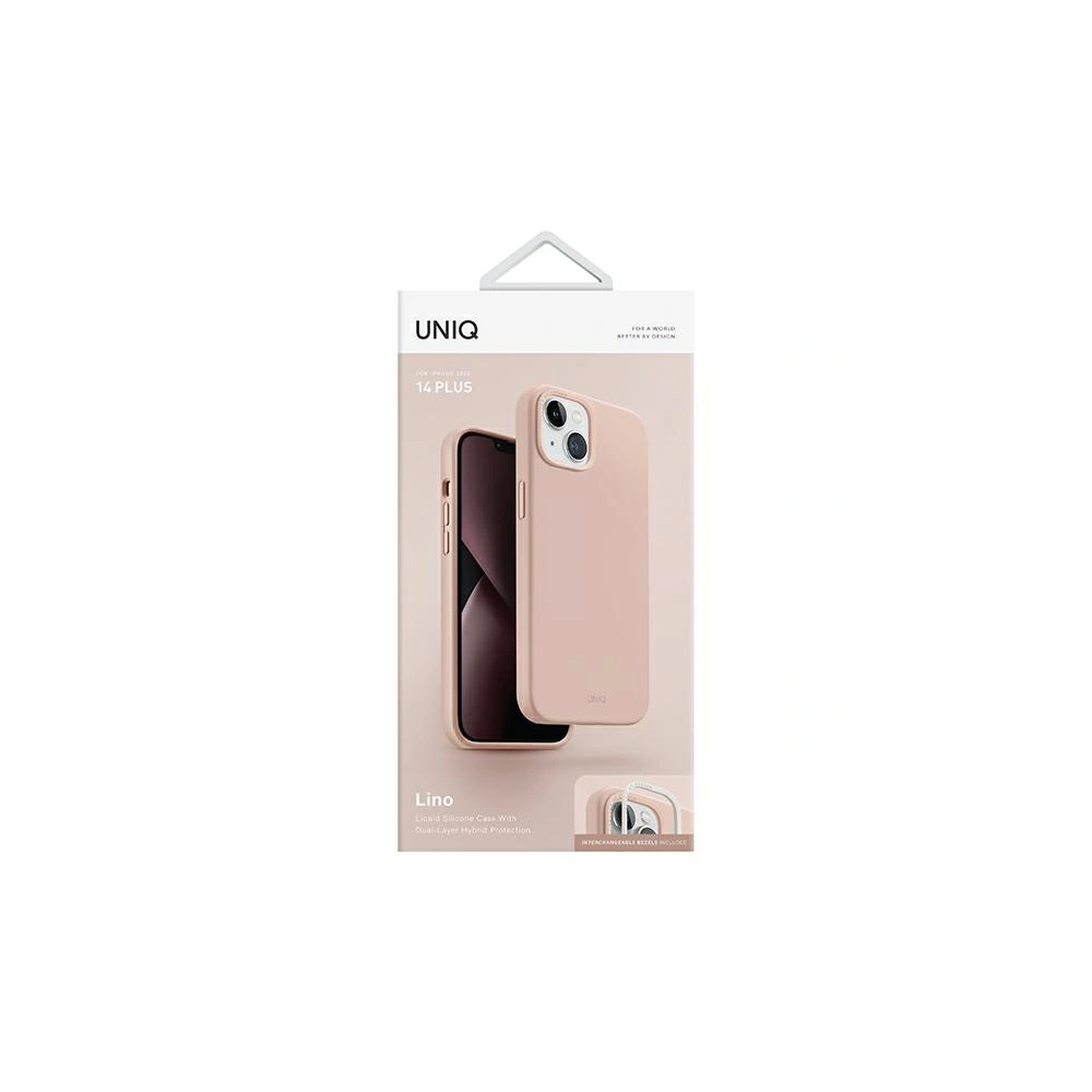 Etui UNIQ Lino Apple iPhone 14 Plus / 15 Plus różowy/blush pink