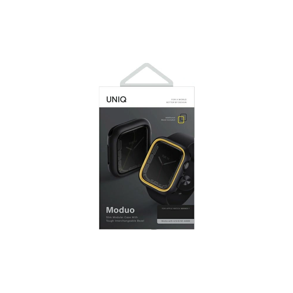 Etui UNIQ Moduo Apple Watch Series  4/5/6/7/8/SE 40/41mm czarny-musztardowy/midnight-mustard