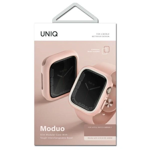 Kup Etui UNIQ Moduo Apple Watch 4/5/6/7/8/9/SE 44/45mm růžový-bílý/blush-white - UNIQ718 - {ean13} - Sklep Home Screen