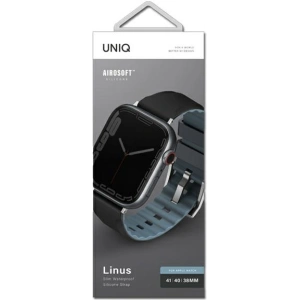 UNIQ Linus Apple Watch 4/5/6/7/8/9/SE/10 40/41/42mm Airosoft szilikon fekete/éjfekete