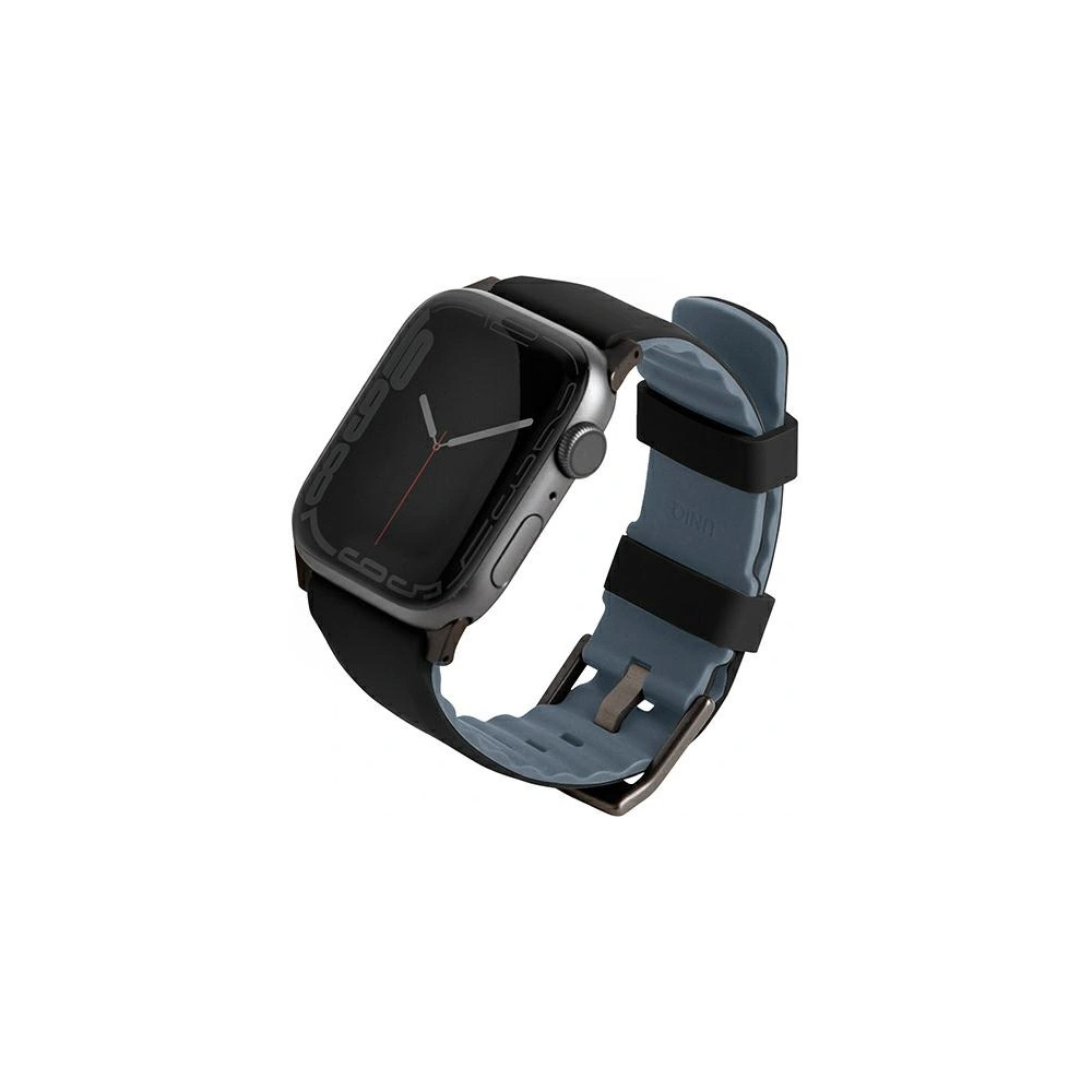 Pasek UNIQ Linus Apple Watch 4/5/6/7/SE/8/9/Ultra 44/45/49mm Airosoft Silicone czarny/midnight black