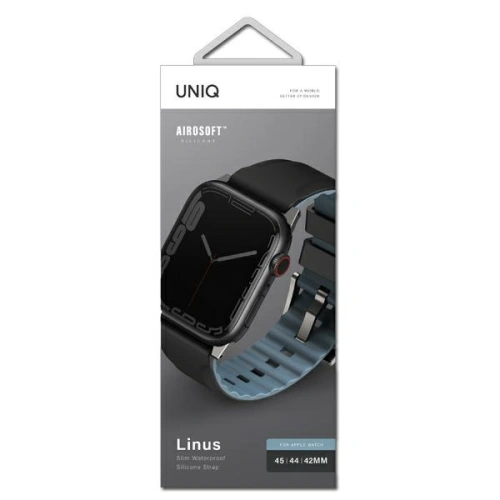 Kup UNIQ Linus Apple Watch 4/5/6/7/SE/8/9/Ultra 44/45/49mm Airosoft Silikon schwarz/midnight black - UNIQ730 - {ean13} - Sklep Home Screen