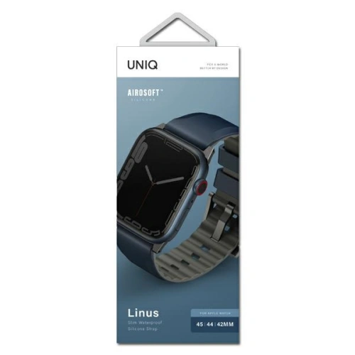 Kup UNIQ Linus Apple Watch 4/5/6/7/SE/8/9/Ultra 44/45/49mm Airosoft Silicone blau/nautical blue - UNIQ731 - {ean13} - Sklep Home Screen