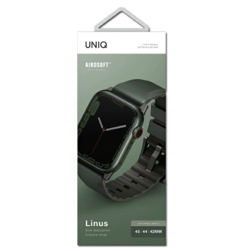 Buy UNIQ Linus strap Apple Watch 4/5/6/7/SE/8/9/Ultra 44/45/49mm Airosoft Silicone green/moss green - UNIQ733 - {ean13} - Home Screen Store Europe