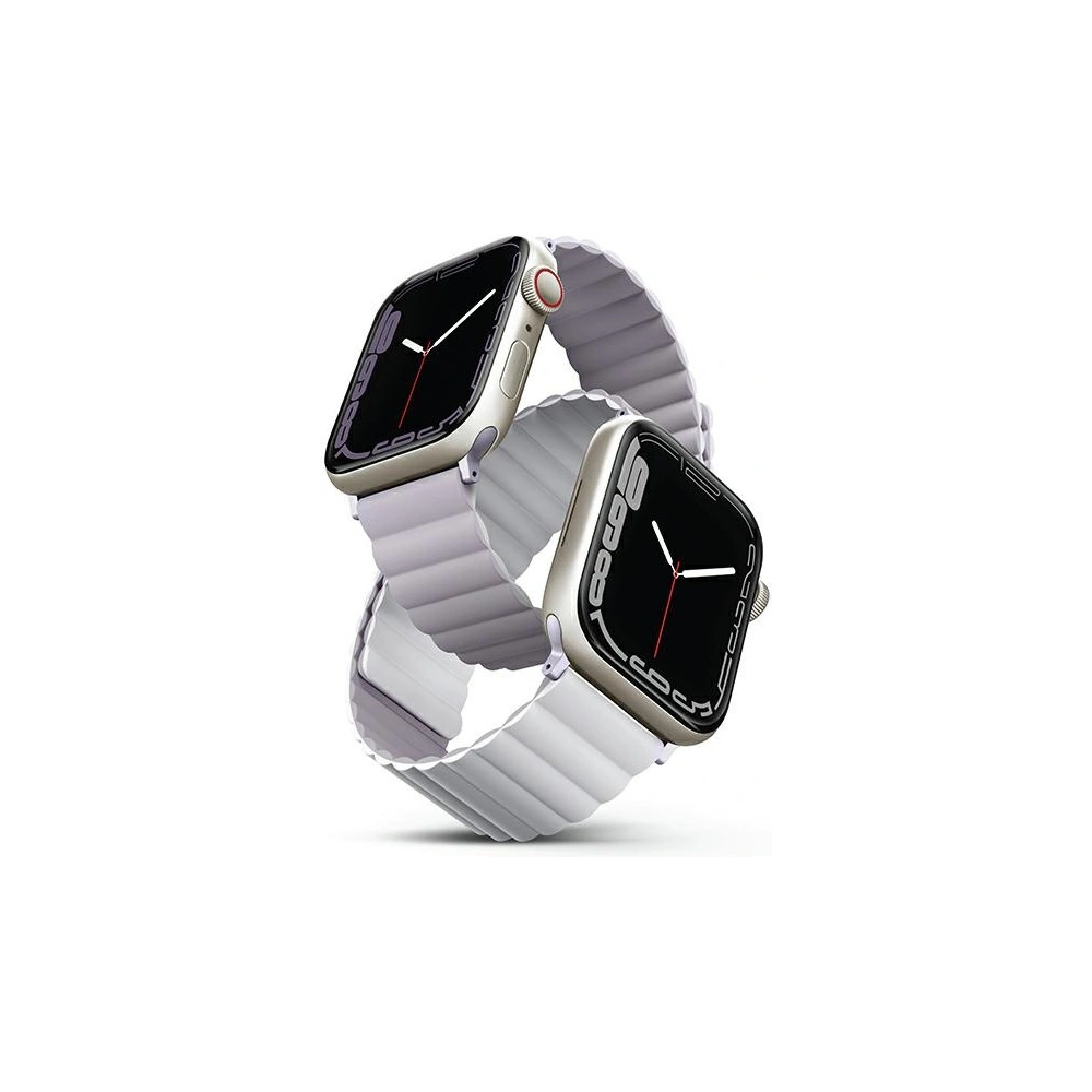 Pasek UNIQ Revix Apple Watch 4/5/6/7/8/SE/SE2/9/10 40/41/42mm Reversible Magnetic lilak-biały/lilac-white