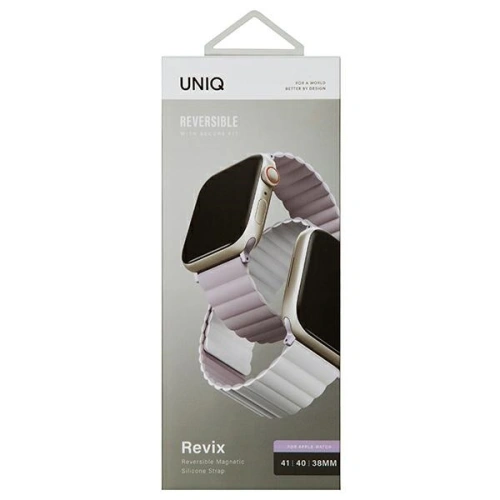 Kup Pásek UNIQ Revix Apple Watch 4/5/6/7/8/SE/SE2/9/10 40/41/42mm Reverzibilní Magnetic lilak-bílý/lilac-white - UNIQ737 - {ean13} - Sklep Home Screen