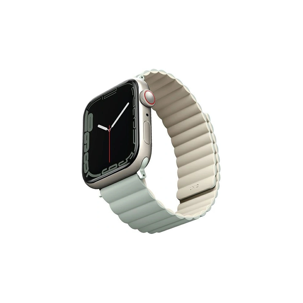 Pasek UNIQ Revix Apple Watch 4/5/6/7/8/SE/SE2/9/10 40/41/42mm Reversible Magnetic zielony-beżowy/sage-beige