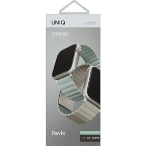 Pasek UNIQ Revix Apple Watch 4/5/6/7/8/SE/SE2/9/10 40/41/42mm Reversible Magnetic zielony-beżowy/sage-beige
