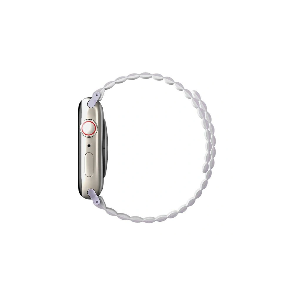 Pasek UNIQ Revix Apple Watch 4/5/6/7/SE/8/9/Ultra 44/45/49mm Reversible Magnetic lilak-biały/lilac-white