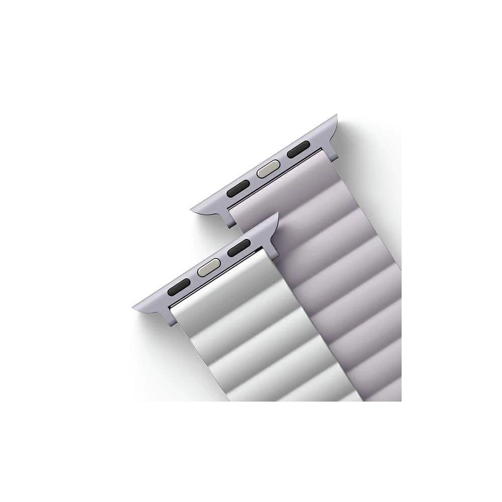 Pasek UNIQ Revix Apple Watch 4/5/6/7/SE/8/9/Ultra 44/45/49mm Reversible Magnetic lilak-biały/lilac-white