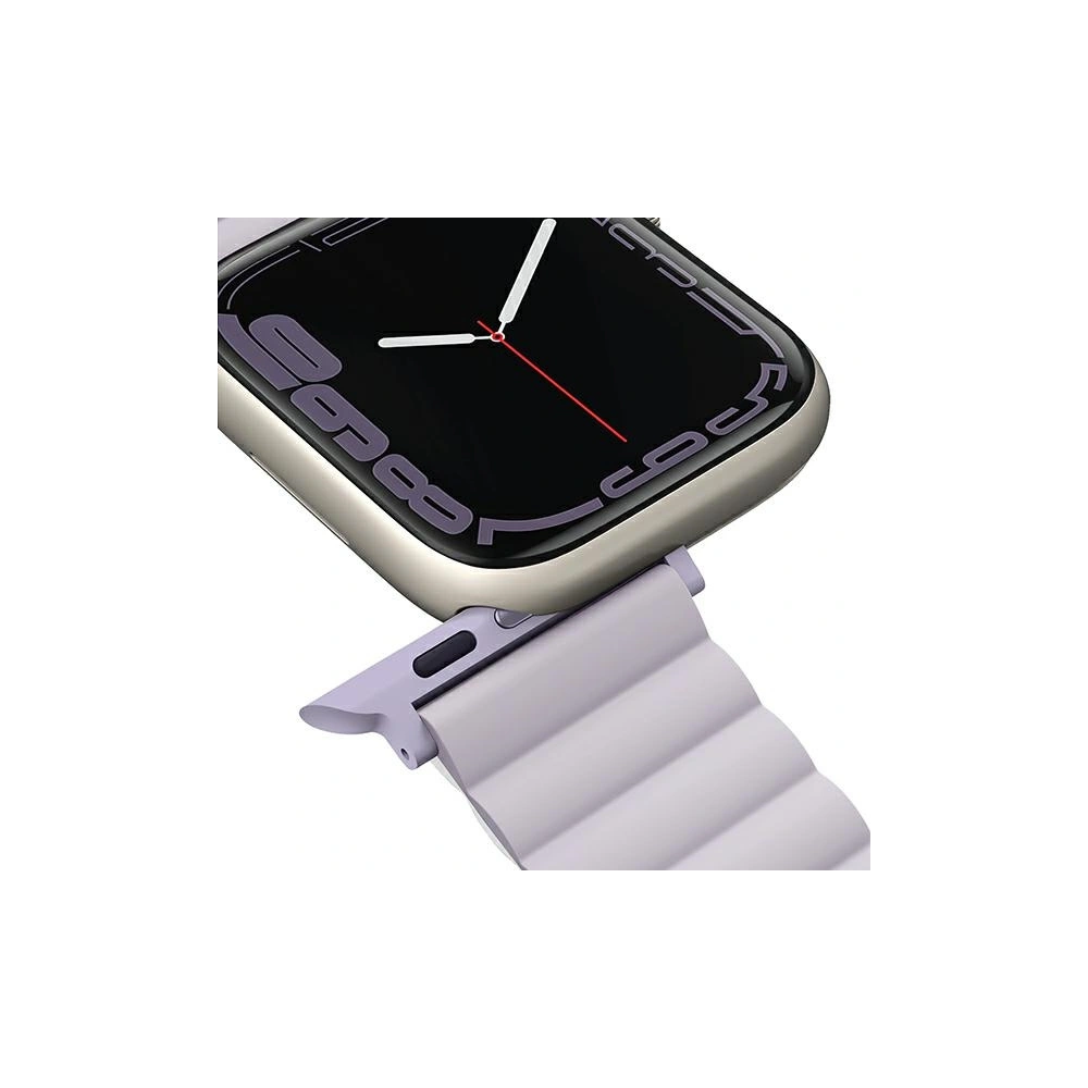 Pasek UNIQ Revix Apple Watch 4/5/6/7/SE/8/9/Ultra 44/45/49mm Reversible Magnetic lilak-biały/lilac-white