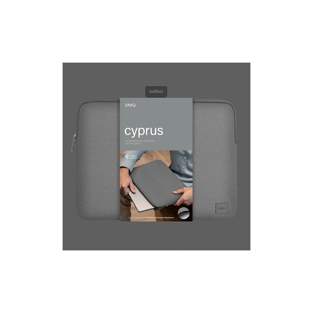 Torba UNIQ Cyprus laptop Sleeve 16 cali szary/marl grey Water-resistant Neoprene