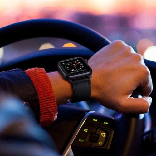 Kup Pásek Tech-Protect Leatherfit Apple Watch 4/5/6/7/8/9/SE/10 40/41/42mm Černý - THP1439 - {ean13} - Sklep Home Screen