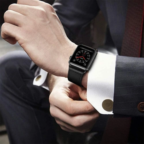Kup Tech-Protect Leatherfit Apple Watch 4/5/6/7/8/9/SE/10 40/41/42mm Schwarz - THP1439 - {ean13} - Sklep Home Screen