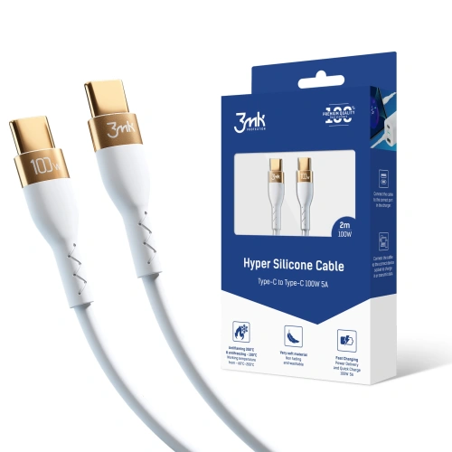 Kup Kabel 3MK HyperSilicone USB-C/USB-C 100W 2m weiß - 3MK4022 - {ean13} - Sklep Home Screen