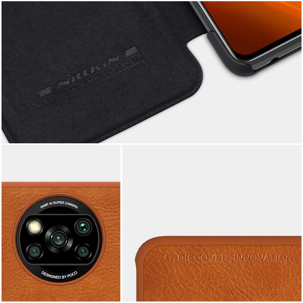 Etui Nillkin Qin Xiaomi Poco X3 NFC/X3 Pro brązowy