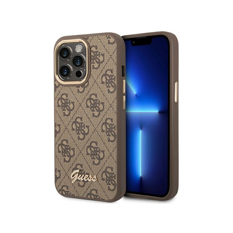 Kup Etui Guess GUHCP14LHG4SHW Apple iPhone 14 Pro brązowy/brown hard case 4G Vintage Gold Logo - 3666339065263 - GUE2094 - Homescreen.pl