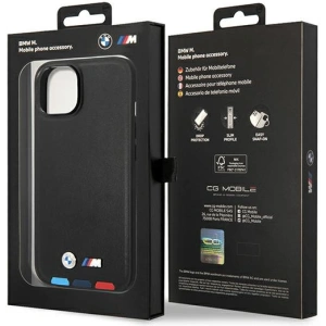 Etui BMW BMHCP14M22PTDK Apple iPhone 14 Plus / 15 Plus czarny/black Leather Stamp Tricolor