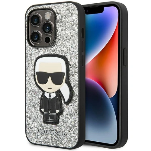 Kup Etui Karl Lagerfeld KLHCP14LGFKPG Apple iPhone 14 Pro hardcase argintiu/silver Glitter Flakes Ikonik - KLD1112 - {ean13} - Sklep Home Screen