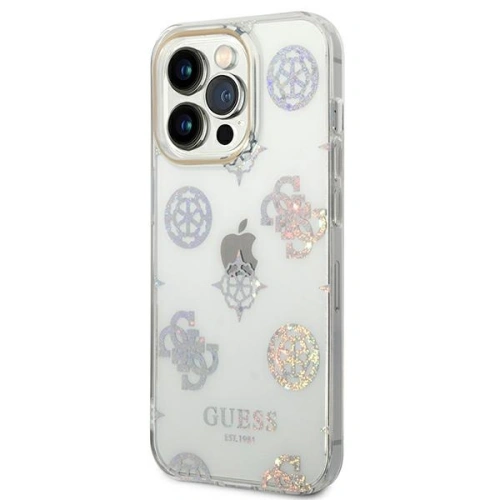 Buy Guess GUHCP14LHTPPTH Apple iPhone 14 Pro transparent hard case Peony Glitter - GUE2097 - {ean13} - Home Screen Store Europe