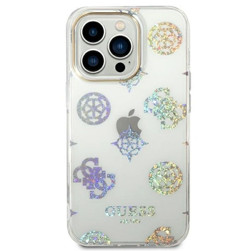 Buy Guess GUHCP14LHTPPTH Apple iPhone 14 Pro transparent hard case Peony Glitter - GUE2097 - {ean13} - Home Screen Store Europe