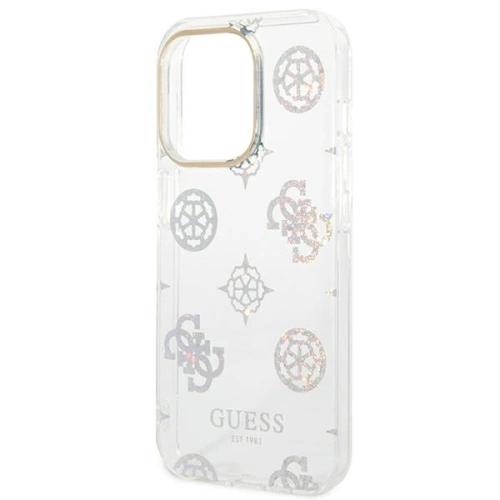 Buy Guess GUHCP14LHTPPTH Apple iPhone 14 Pro transparent hard case Peony Glitter - GUE2097 - {ean13} - Home Screen Store Europe