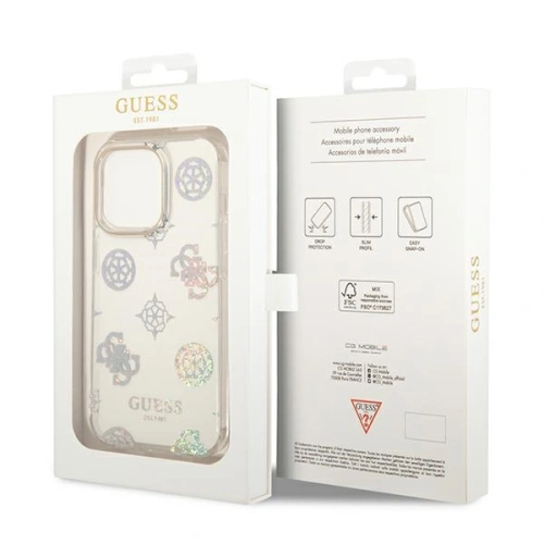 Buy Guess GUHCP14LHTPPTH Apple iPhone 14 Pro transparent hard case Peony Glitter - GUE2097 - {ean13} - Home Screen Store Europe
