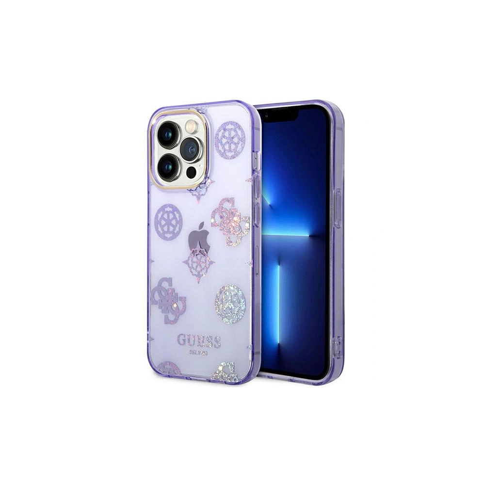 Etui Guess GUHCP14LHTPPTL Apple iPhone 14 Pro liliowy/lilac hard case Peony Glitter