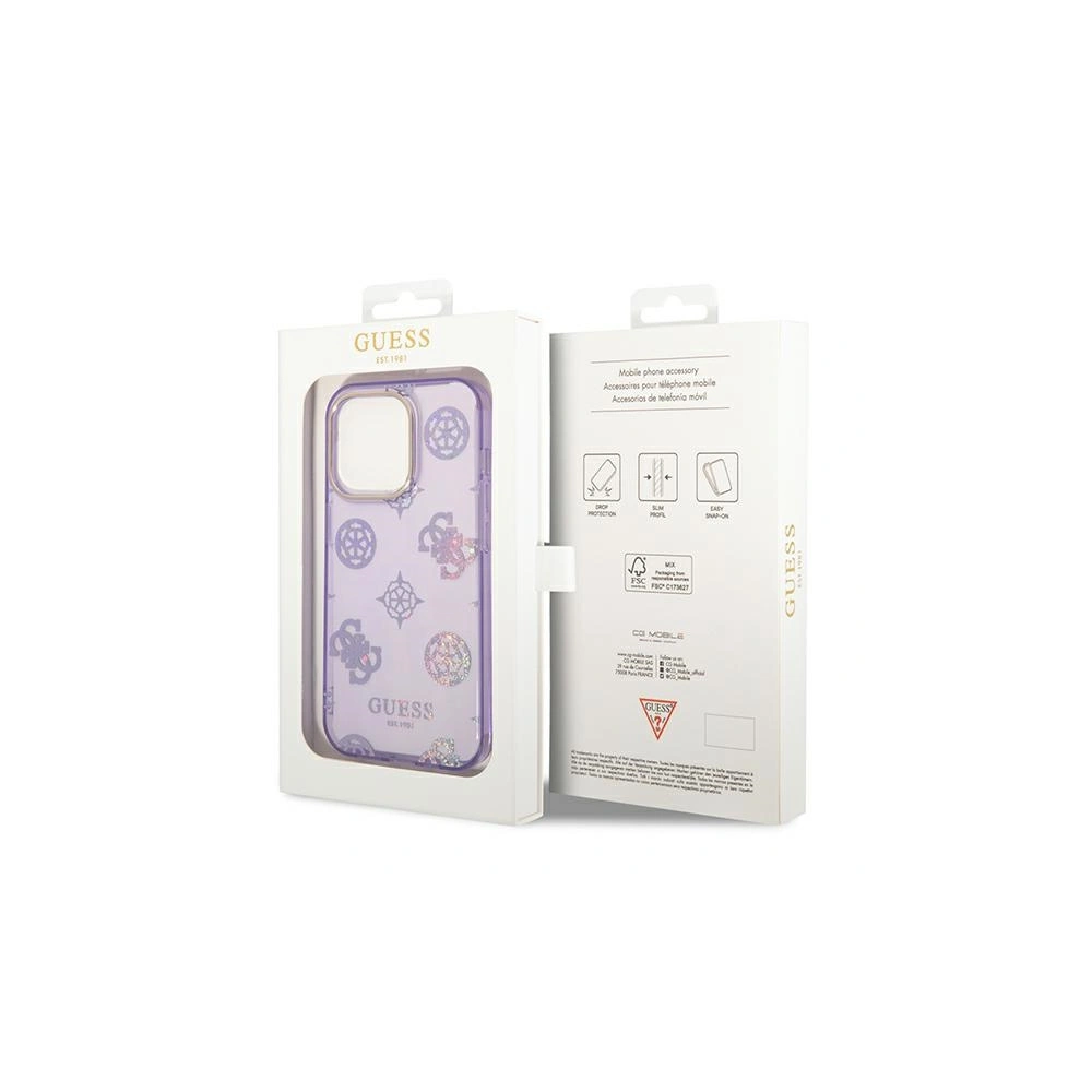 Etui Guess GUHCP14LHTPPTL Apple iPhone 14 Pro liliowy/lilac hard case Peony Glitter