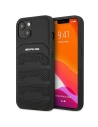 Etui Mercedes AMG AMHCP14SGSEBK Apple iPhone 14 fekete/hardcase bőr debossed vonalakkal