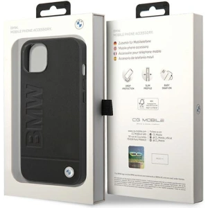 Etui BMW BMHCP14MSLLBK Apple iPhone 14 Plus / 15 Plus czarny/black Leather Stamp
