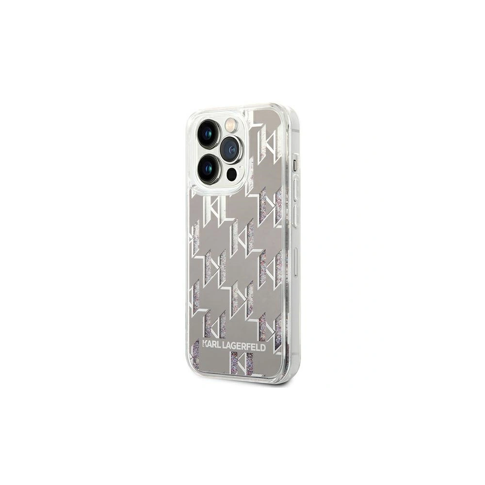 Etui Karl Lagerfeld KLHCP14LLMNMS Apple iPhone 14 Pro hardcase srebrny/silver Liquid Glitter Monogram