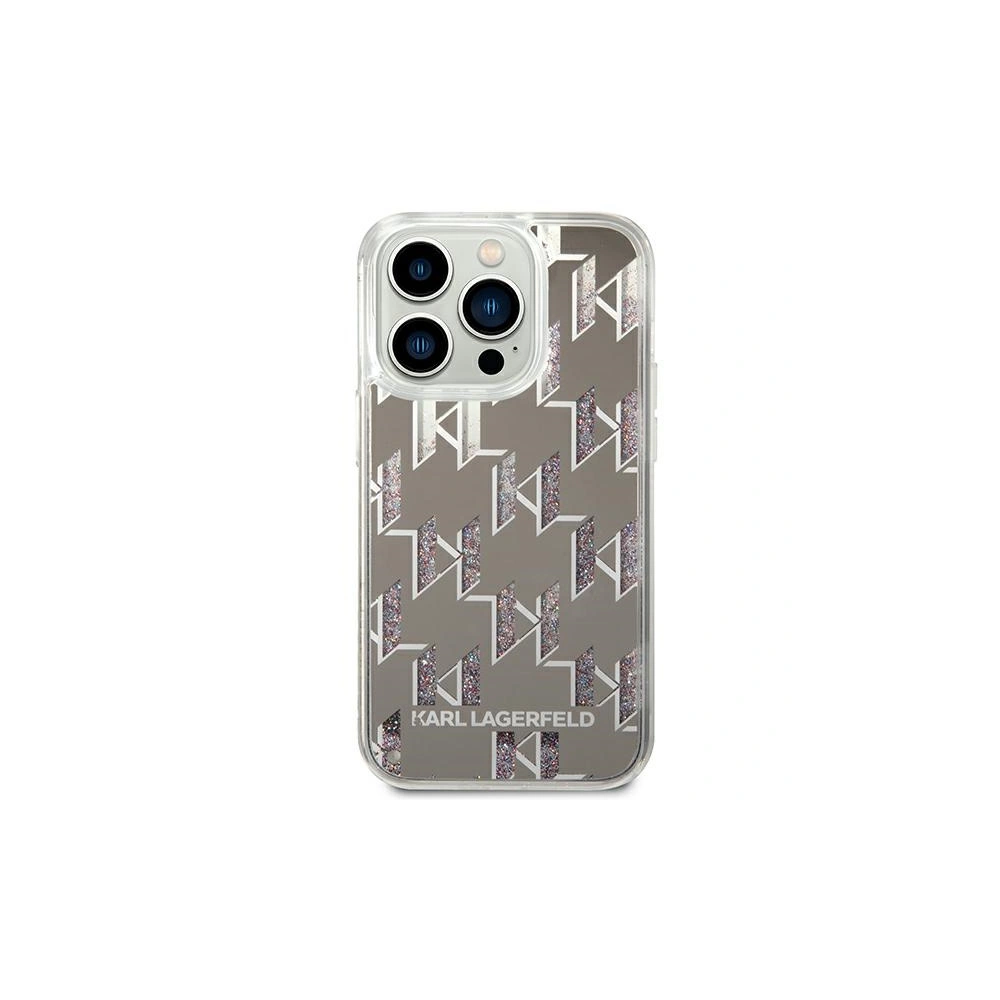Etui Karl Lagerfeld KLHCP14LLMNMS Apple iPhone 14 Pro hardcase srebrny/silver Liquid Glitter Monogram