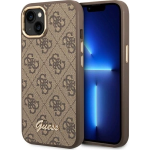 Etui Guess GUHCP14MHG4SHW Apple iPhone 14 Plus / 15 Plus brązowy/brown hard case 4G Vintage Gold Logo