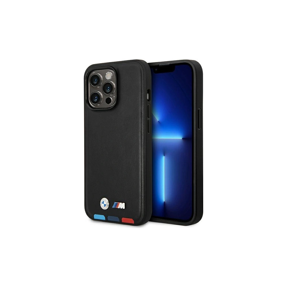 Etui BMW BMHCP14X22PTDK Apple iPhone 14 Pro Max czarny/black Leather Stamp Tricolor