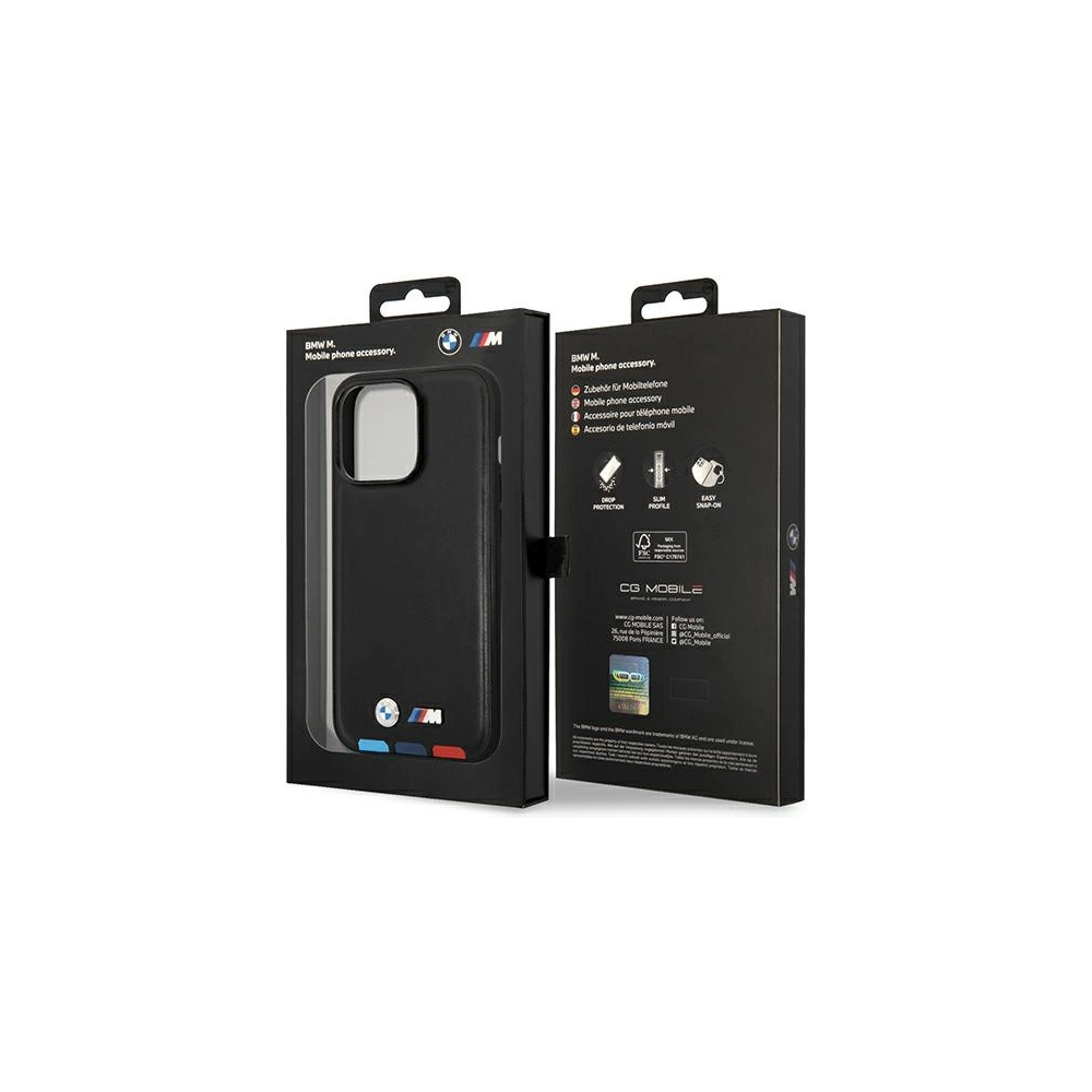 Etui BMW BMHCP14X22PTDK Apple iPhone 14 Pro Max czarny/black Leather Stamp Tricolor