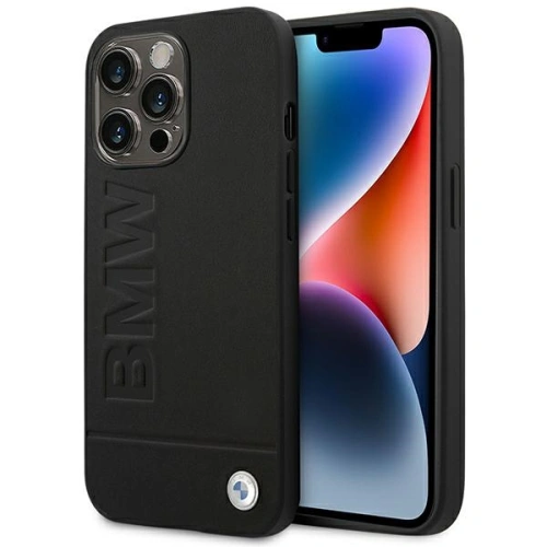Buy BMW BMHCP14XSLLBK Apple iPhone 14 Pro Max black Leather Stamp - BMW319 - {ean13} - Home Screen Store Europe