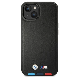 Etui BMW BMHMP14M22PTDK Apple iPhone 14 Plus / 15 Plus czarny/black Leather Stamp Tricolor Magsafe