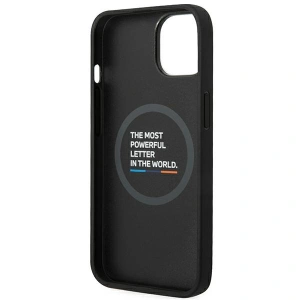 Etui BMW BMHMP14M22PTDK Apple iPhone 14 Plus / 15 Plus czarny/black Leather Stamp Tricolor Magsafe