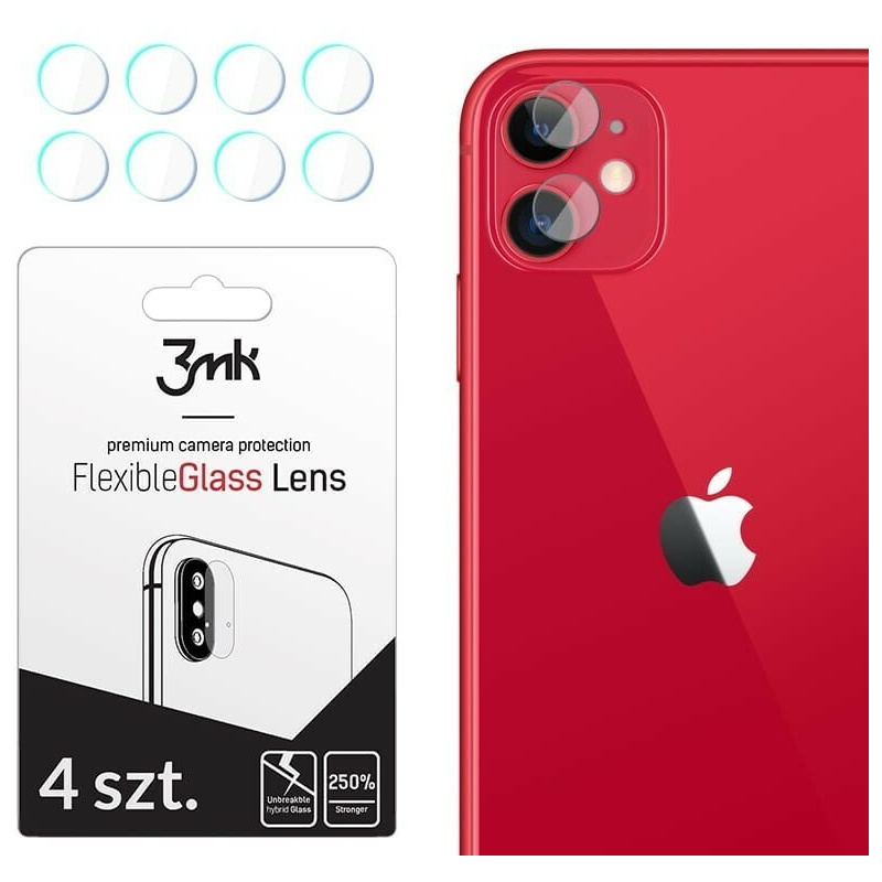 Szkło hybrydowe na obiektyw aparatu 3MK Lens Protection Apple iPhone 11 [4 PACK]