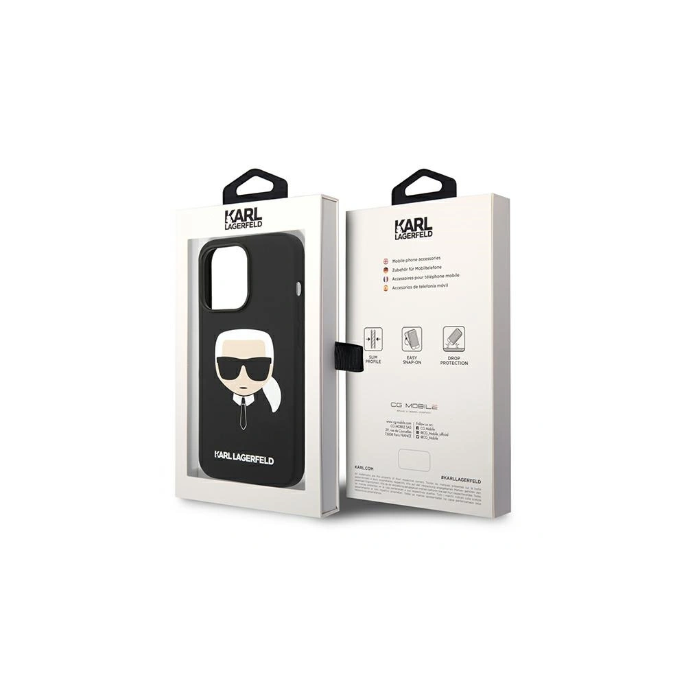 Etui Karl Lagerfeld KLHCP14LSLKHBK Apple iPhone 14 Pro hardcase czarny/black Silicone Karl`s Head